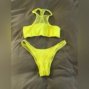 Victoria’s Secret Bikini Set Neon Yellow Fishnet